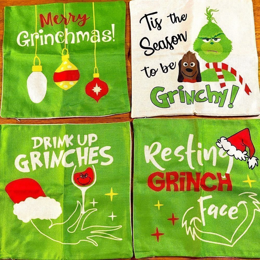 Dr Suess The Grinch Pillow Covers set of 4 NWT